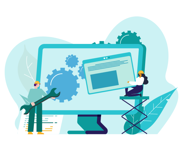 Ilustración de mantenimiento técnico de una página web