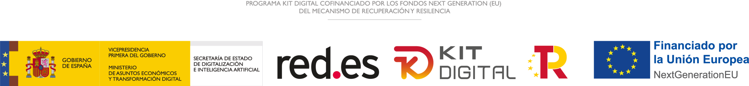Logotipos del Programa Kit Digital, Red.es, Gobierno de España y NextGenerationEU