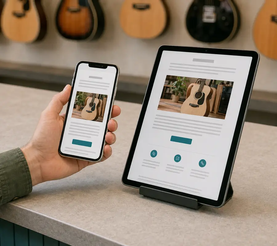 Comprobación de la presentación de una newsletter en móvil y tableta