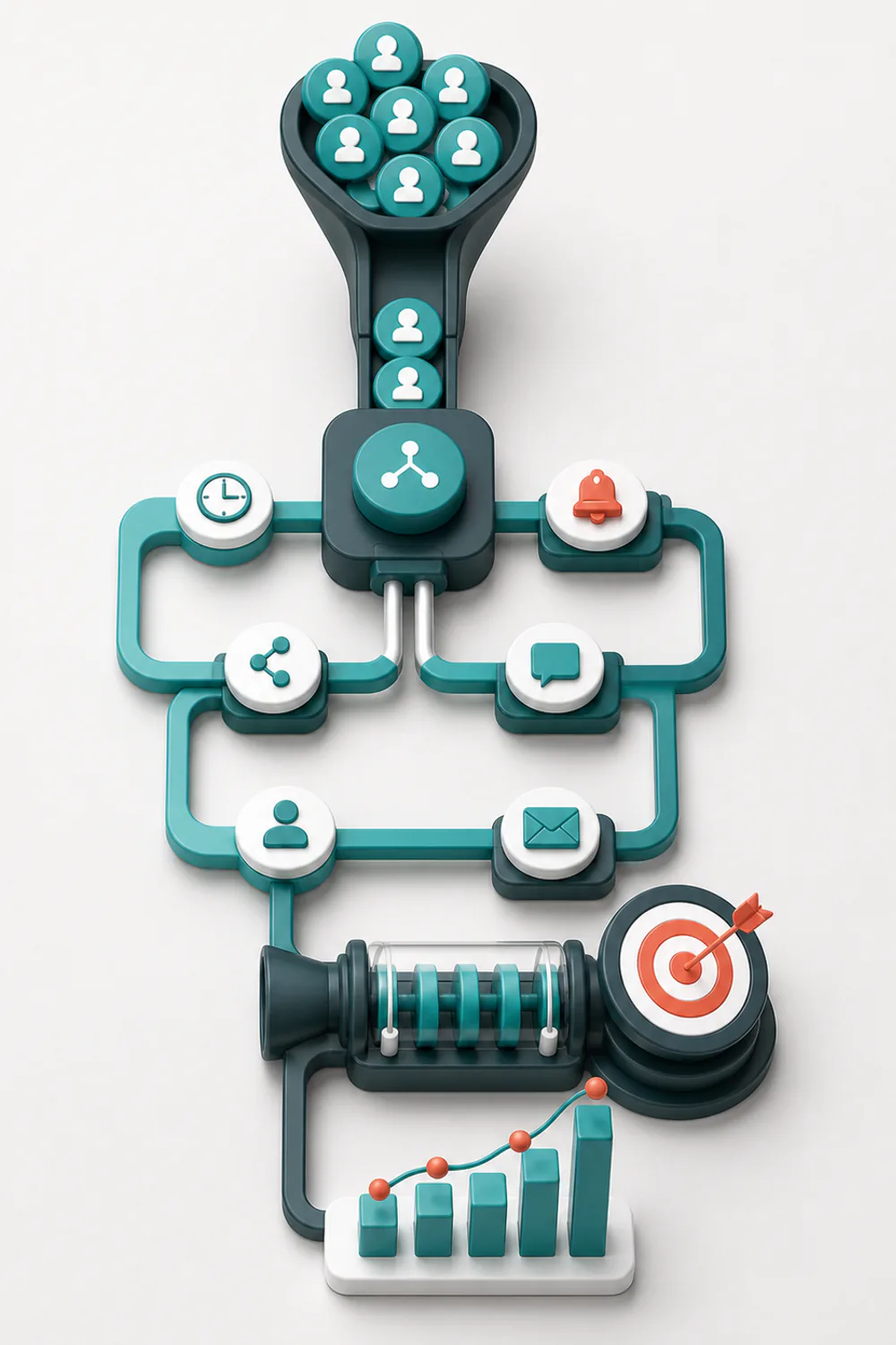 Estrategia de captación que conecta canales, landing, formulario y CRM