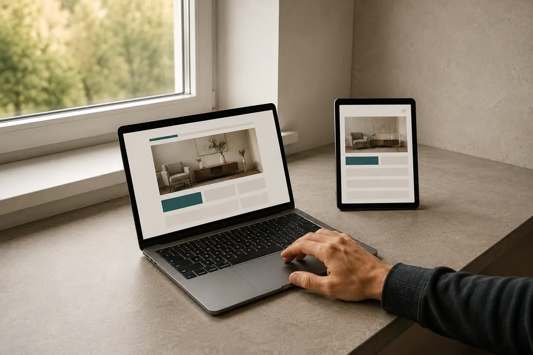 Comprobación de una página web en portátil y tableta