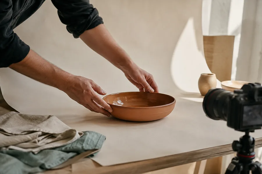 Preparación de la fotografía de un producto en un estudio