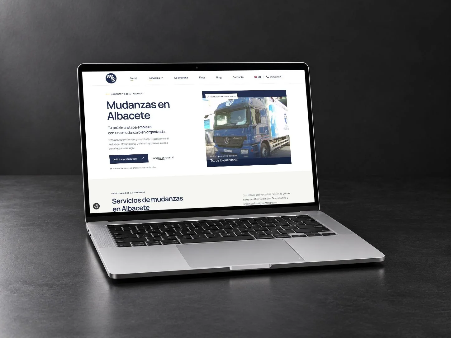 Proyecto de Mudanzas Sánchez y Soria Presentación de la web de Mudanzas Sánchez y Soria a partir de capturas reales.